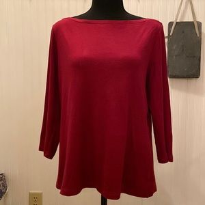 Talbots 3/4-sleeve burgundy jersey to, size large.